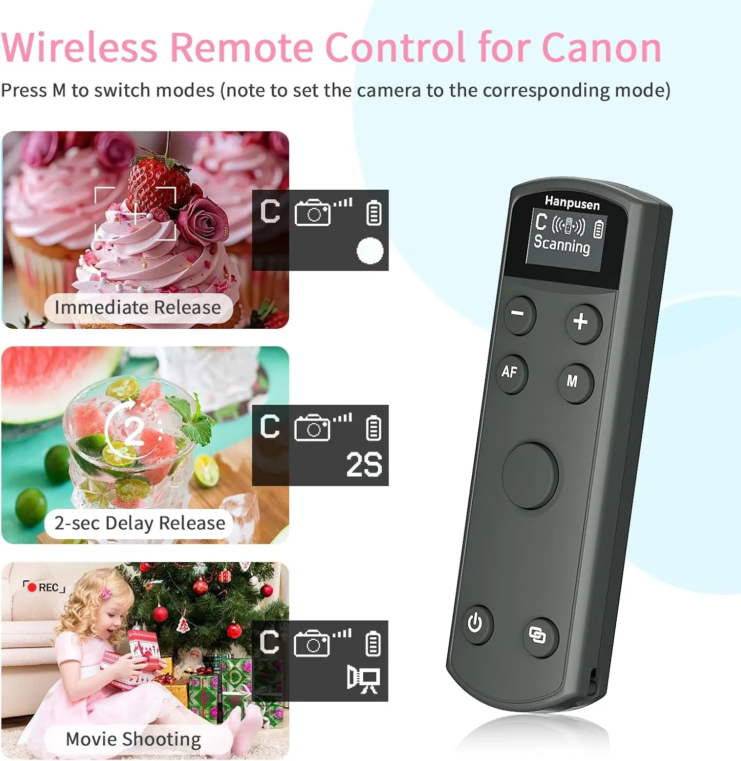 BR-E1 Wireless Remote Control Camera Shutter Release for Canon EOS R1 R3 R5 R5II R5C R6 R6II R7 R8 R10 R50 R50V R1 M6II M50 M200
