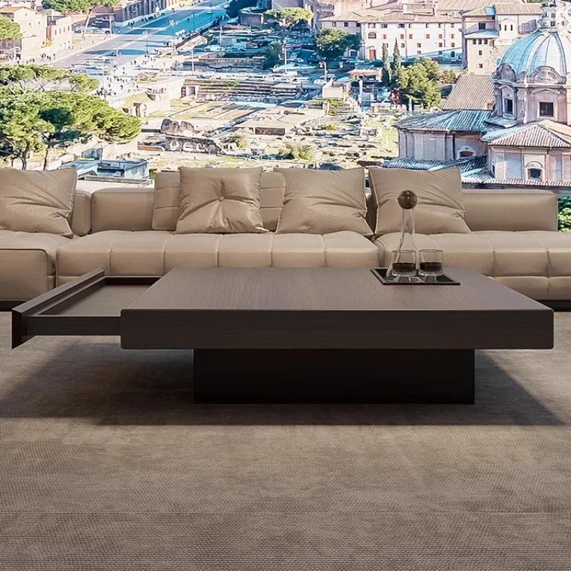 

Роскошные современные кофейные столики Mesa Italian Light для гостиной, квадратный подвесной столик из массива дерева, не требует сборки