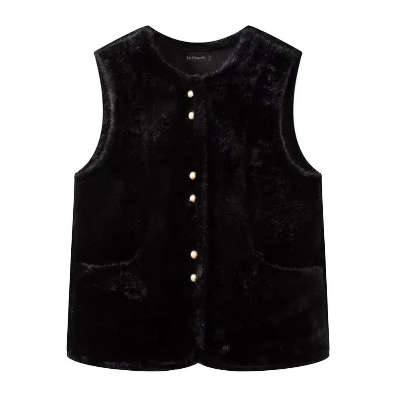 

Норковый бархатный мех, осенне-зимняя модная новая женская теплая куртка на пуговицах, жилет