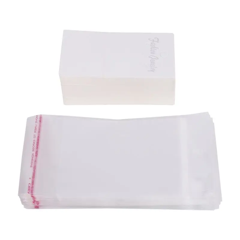 

Jewellery 100 X White Plain Earring Display Cards & Self Adhesive Bags Eco-Friendly