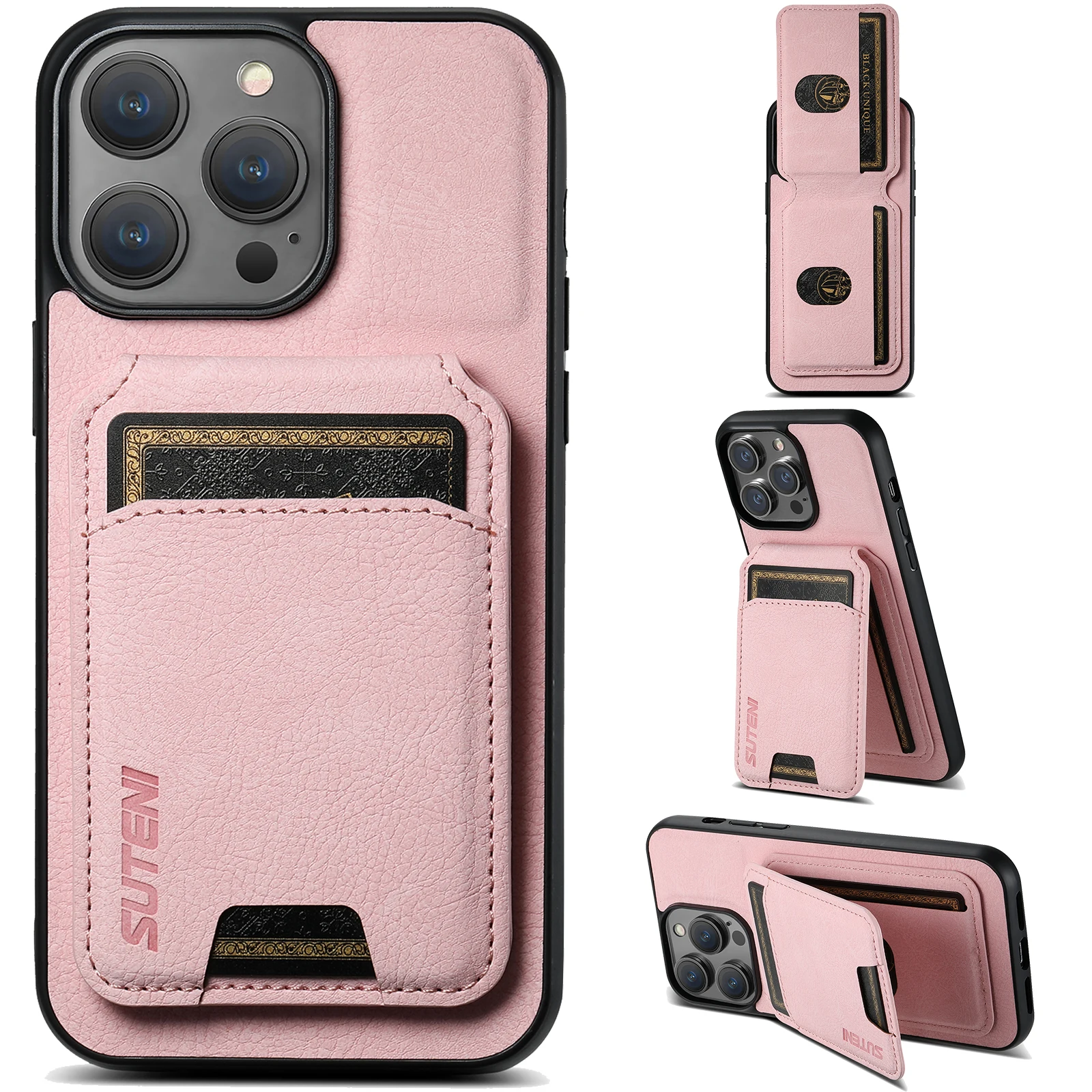 SUTENI Kartenhalter Kartenhülle Handyhülle Luxus PU Leder Handyhalter für iPhone 16 Pro Max 15Plus 14 13 12 11 XR X – Detail 24