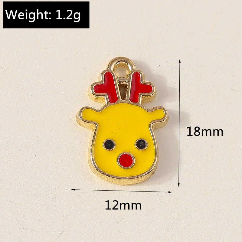 20pcs 12x18mm Cartoon Mini Enamel Christmas Deer Charms Pendants for Jewelry Making Drop Earrings Necklaces DIY Crafts Supplies