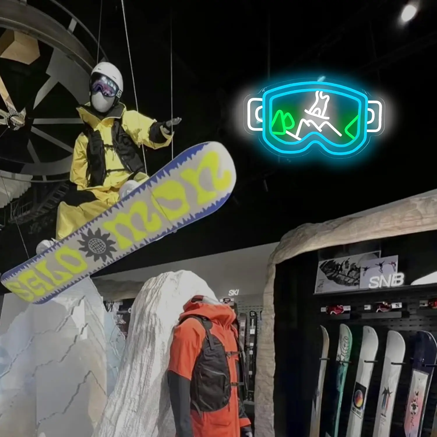 نظارات التزلج النيون USB عكس الضوء LED ضوء النيون تسجيل لشرب بار رجل كهف غرفة نوم فندق متجر لعبة غرفة ديكور جدران الطرف