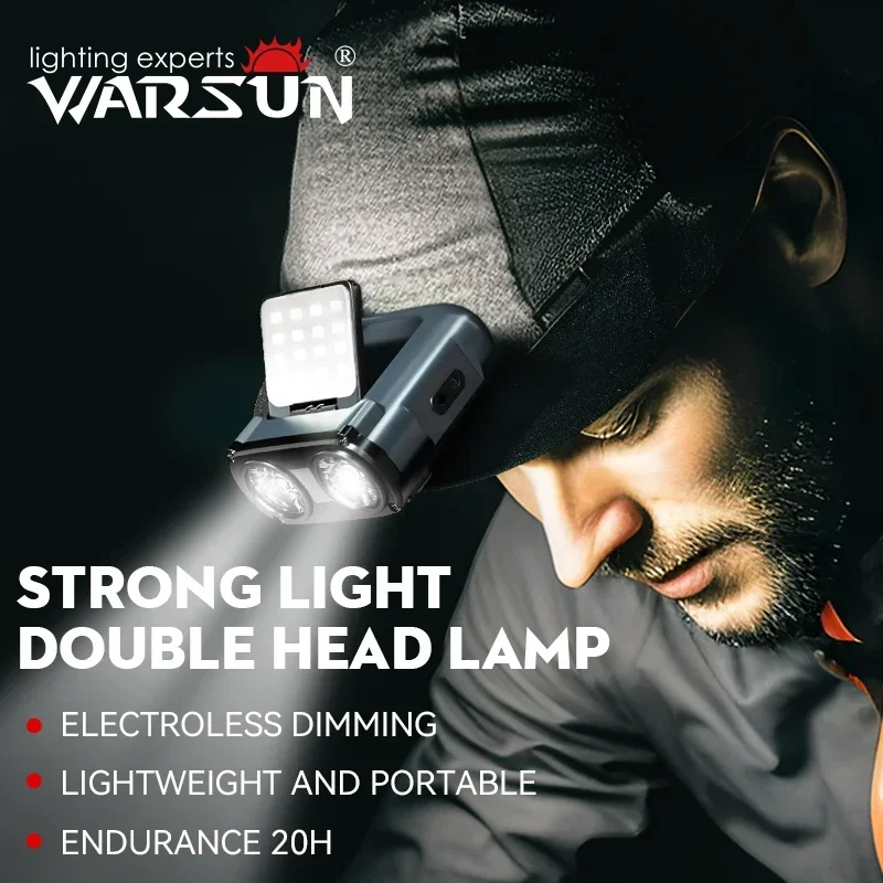 WARSUN MD9 ABS PC Multiple light source Headlamp 800 Lumen IPX5 TYPE-C Multi-function Frog-eye Lens Work Expedition Headlight