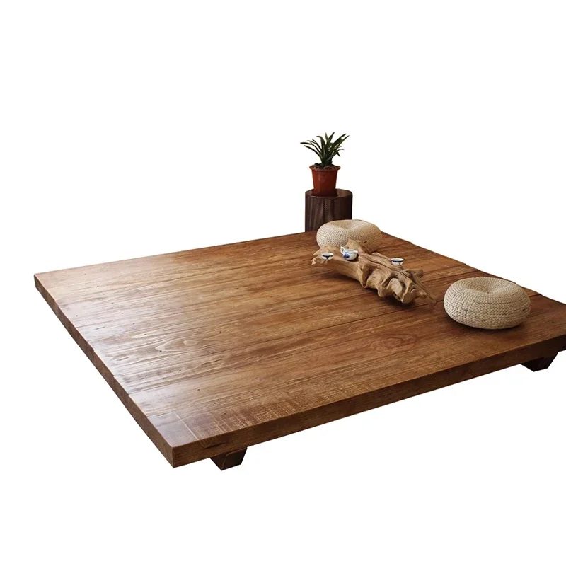 

Japanese style solid wood tatami floor bed B&B hotel bedroom balcony low bed floor-to-ceili