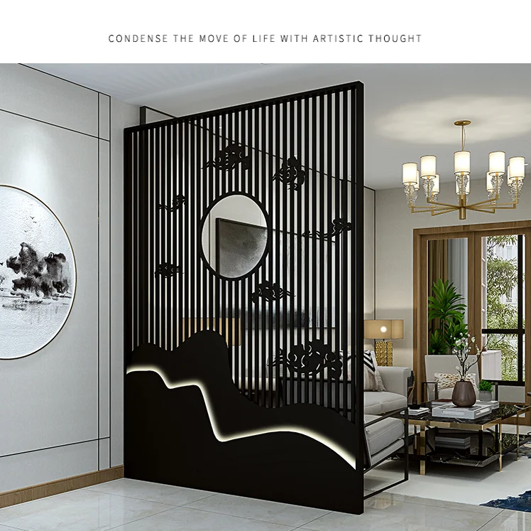 Stainless Steel Light Luxury Style Screen Partition Between Living Room And Dining 