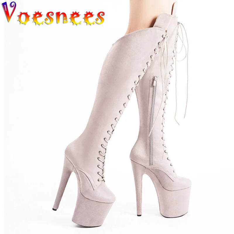 Nightclub Women High Tube Boots Fashion Ladies Over-the-Knee High Heels 20CM Spring And Autumn Suede Platform Pole Dancing Shoes