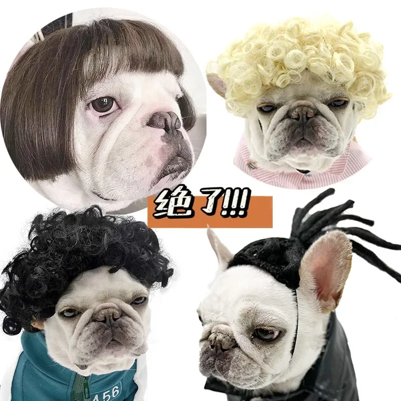 Pet Wigs Cosplay Props Dog Cat Cross-Dressing Hair Set Photography Funny Props Head Accessories Prank Pet Supplies Costumes DIY