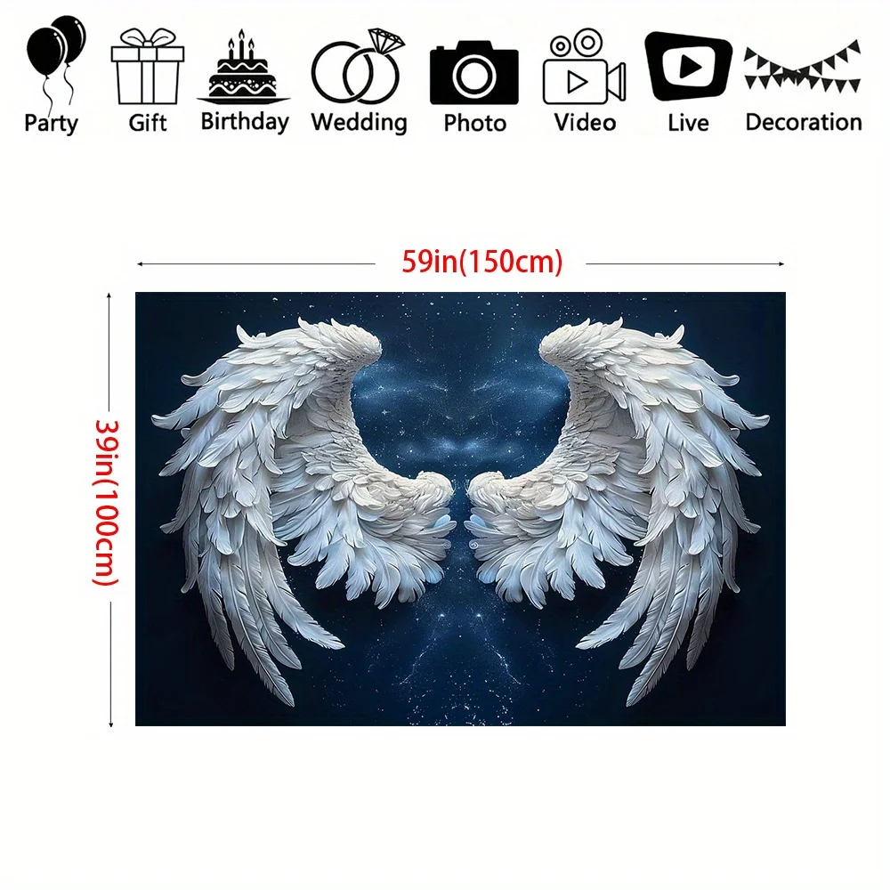 Starry Night Angel Wings Backdrop - Versatile Polyester Banner For Outdoor, Scene & Party Decorations