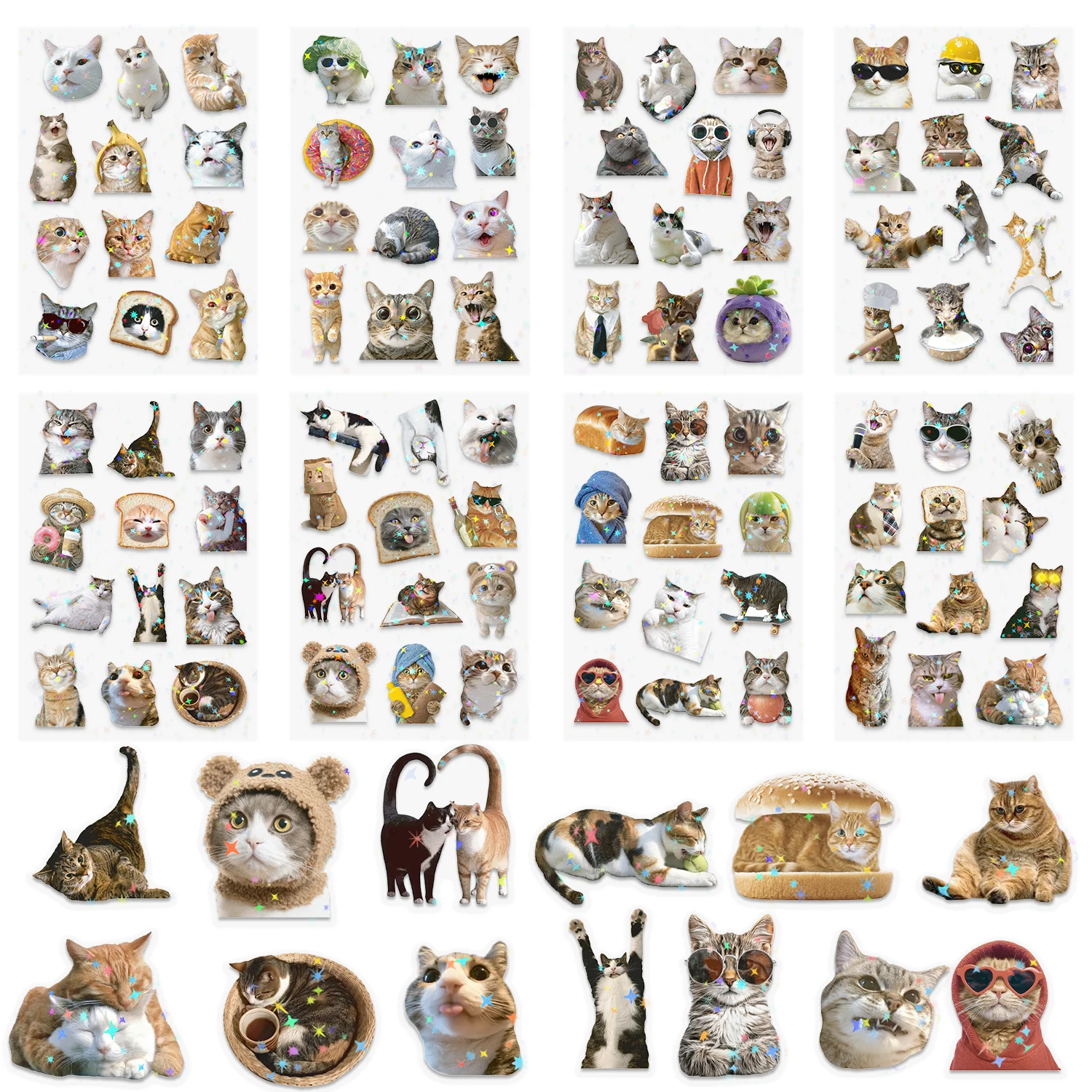 

8/16/32pcs Funny Cat DIY Cute Cartoon Puzzle Sticker Creative Animals Make A Face Assembly Stickers Children's Toys