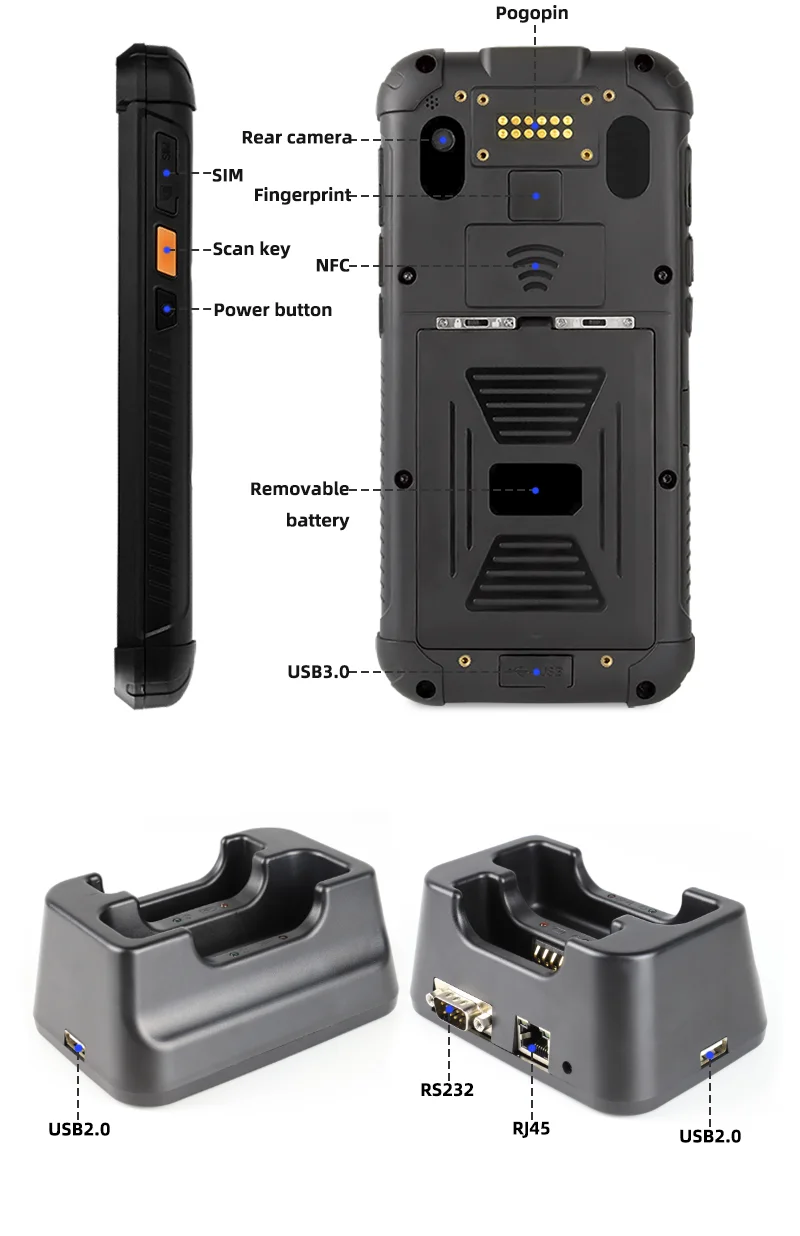 Imagem -04 - Pda Robusto Handheld Barcode Reader e Terminal Scanner Windows 10 1d Laser 2d qr Coletor de Dados Honeywell Wi-fi 6