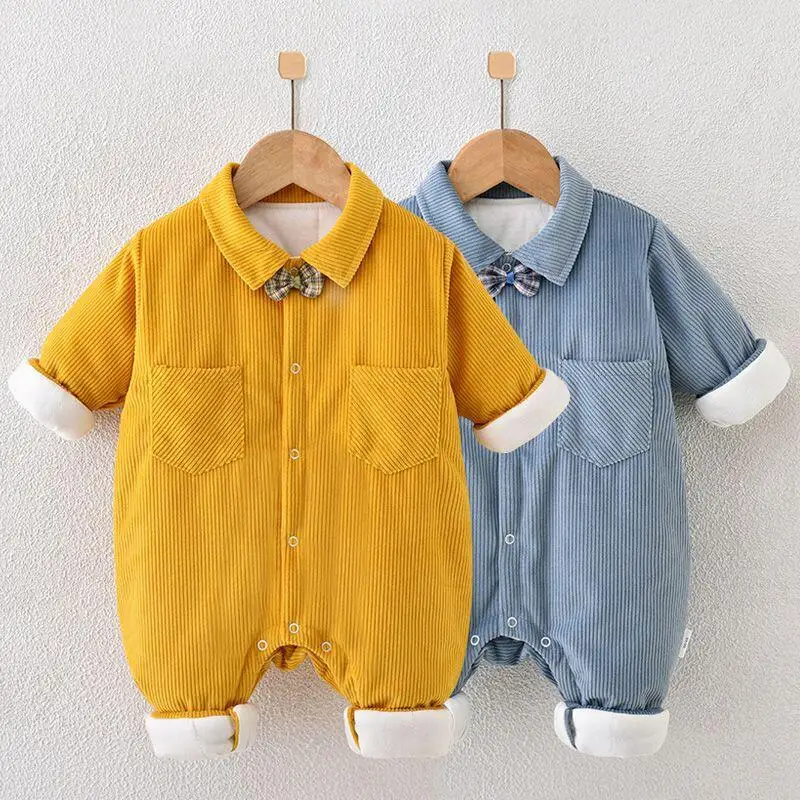 

Autumn Winter Set Boys Girls Baby Bodysuit&cotton-Padded 2-Piece Outfit Baby Vest Thicken Warm Outerwear Loungewear Kids Clothes