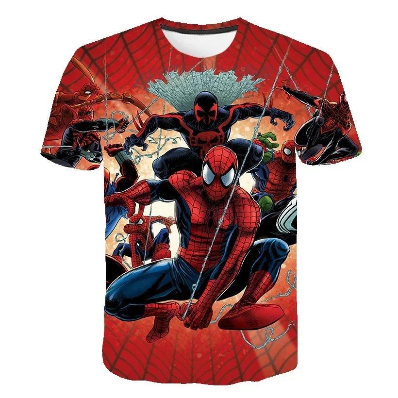 

Children's summer superhero Spider-Man series 3D printed animated T-shirt for baby boys and girls quick dry street breathable ca