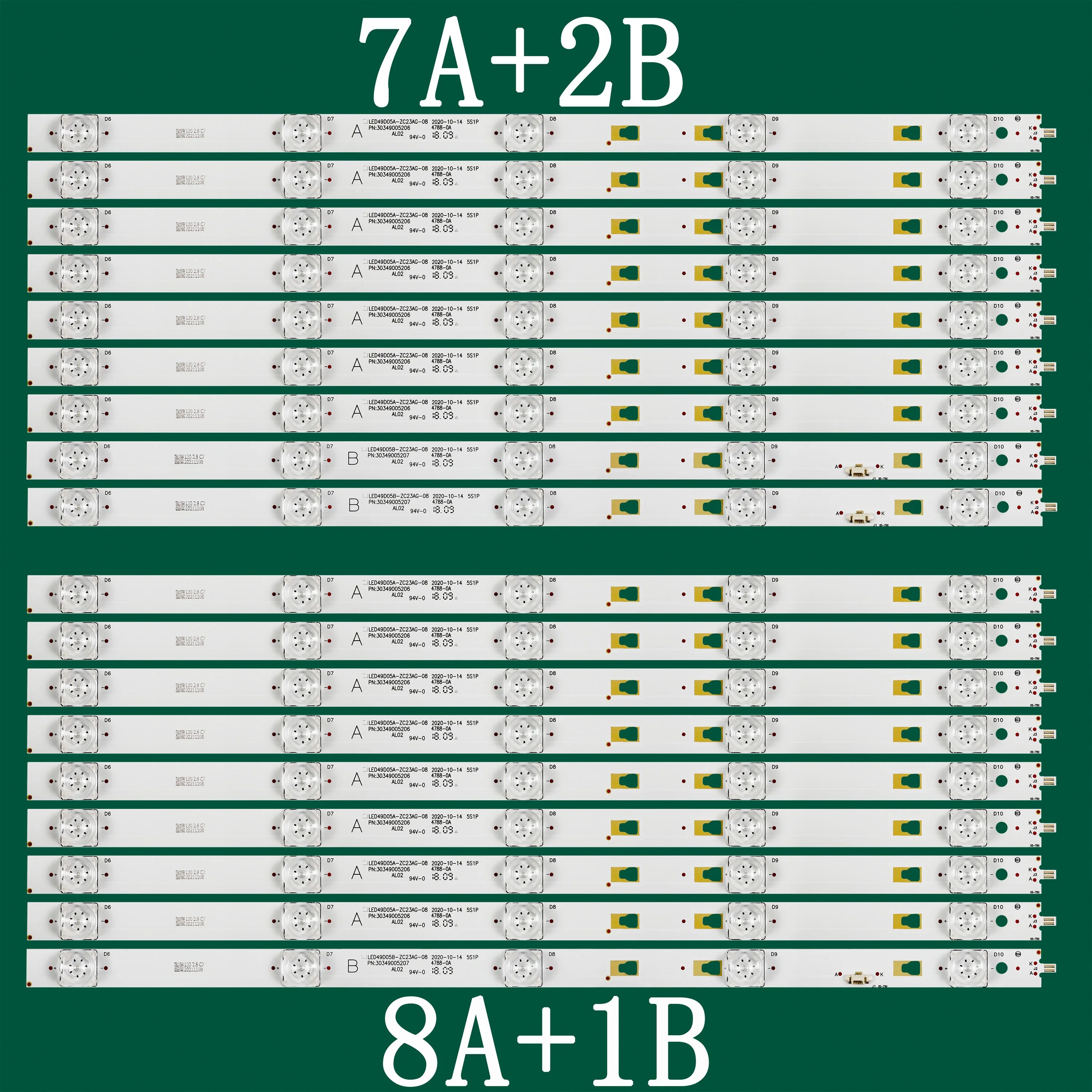 LED Backlight strip 5 lamp for Hitachi 50C61 LS50A51 U50H3 LED49D05A-ZC29AG-01 LED49D05B 08 05A V500DJ6-QE1 50C61 JVC LT-49MA875