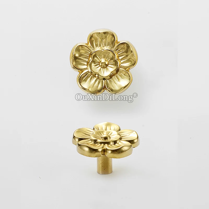 

8 шт., твердая латунь, цветочный дизайн, мебельные ручки, ручки для ящиков, шкаф, шкаф, комод, дверные ручки