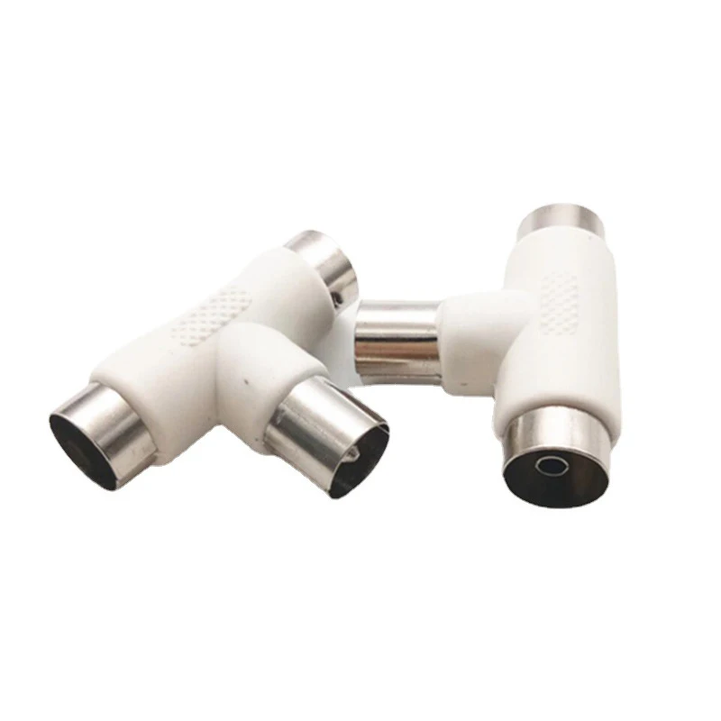 Cable TV Splitter Three-way T-shaped Plug TV One Revolution Two Female RF Adapter Signal Line Connector Adapter