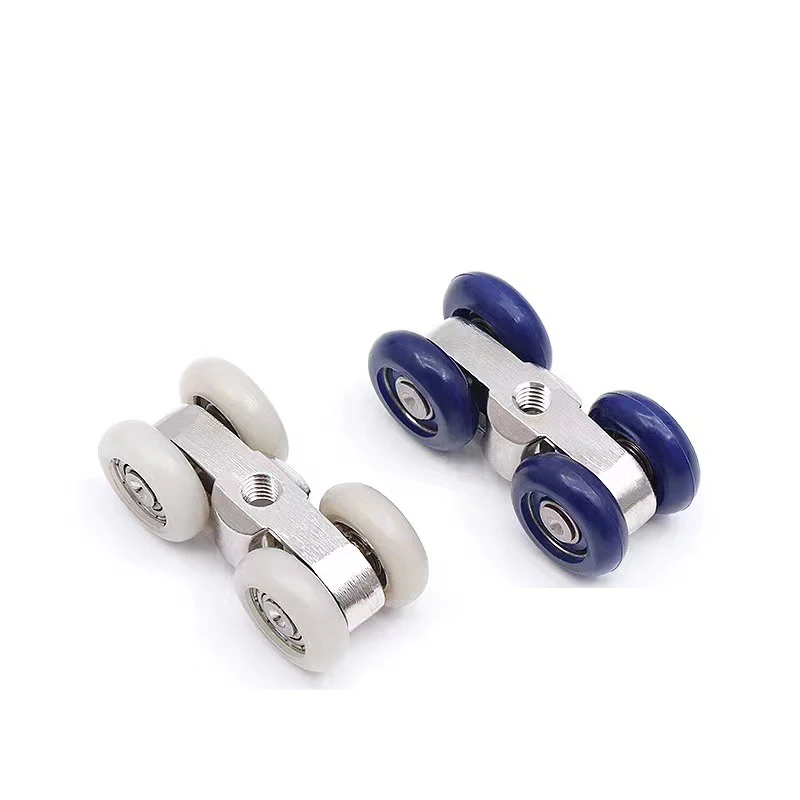 

Home Use Silent Wardrobe Small Hanging Wheels Track Stainless Steel Sliding Door Wheels Wooden Door Slide Rail Quiet Sliding Doo