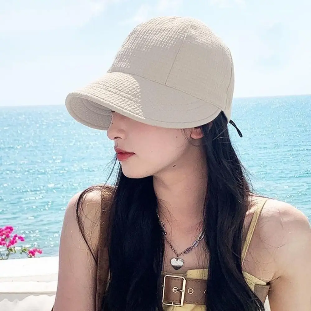 

Foldable Solid Color Waffle Bucket Hat Quick-drying Anti-UV Waffle Beach Cap Hiking Cap Korean Style Wide Brim Sun Hat Outdoor