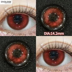 OVOLOOK-Rose Witch Cosplay Prescription Contact Lenses Myopia Lenses with Diopter Anime Red Pupils Color Contact Lenses for Eyes