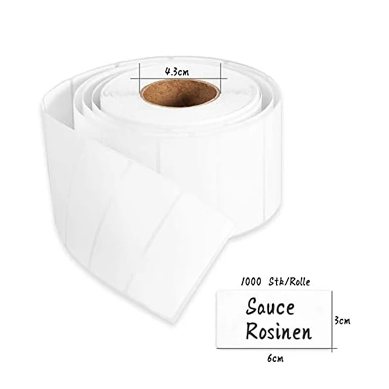 3Rolls 1500/Rolls Self-Adhesive Labels Detachable Household Labels Office Kitchen Storage Box