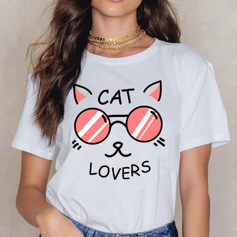 

Cat Lovers for T Shirt Summer T-Shirt Fashion Print T-shirt Graphic T Shirt Loose Clothes Casual Wear Tops