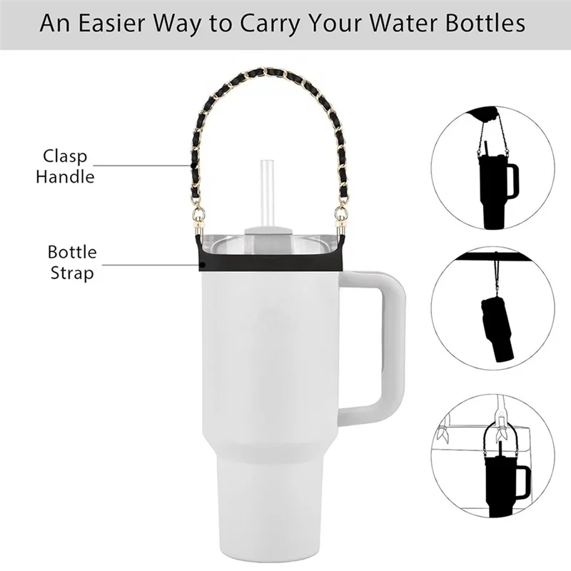 

ABYS-Water Bottle Handle, Carrier, Holder With Strap, Fits Most 8-40Oz Bottles For Stanley Cup, White