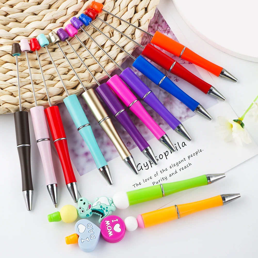 5/12 Pcs Mixed Beaded Ballpoint Pens, Creative Beadable Pens, Wedding & Party Guest Gifts, Home Christmas Decorations