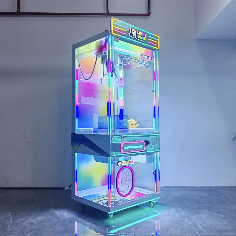 

Plush Toys Claw Machine Crane Coin Operated Amusement Park Game Machine with Transparent Cabinet