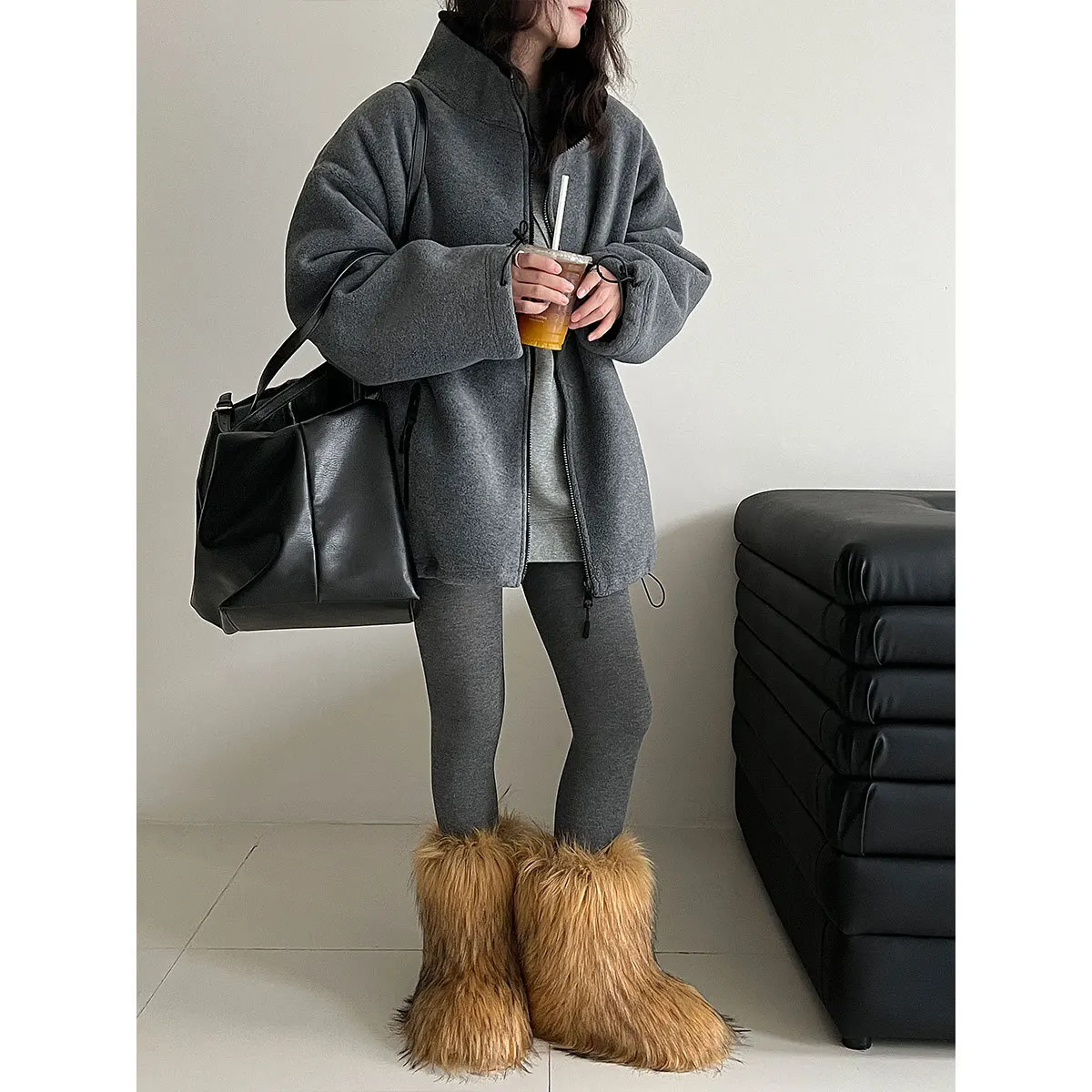 LIMO 2025 Autumn Winter New Double Sided Sherpa Fleece Hoodie Zipper Jacket Women's Outdoor Streetwear Coat Fashion