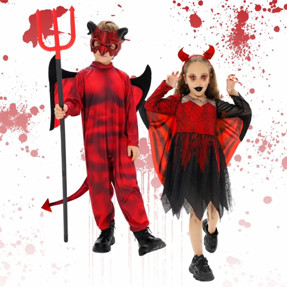 

Halloween Cosplay Costume Vampire Bat Spiderweb Bats Cape Wing Set Carnival Theme Party Stage Performance Outfit Boys Girls