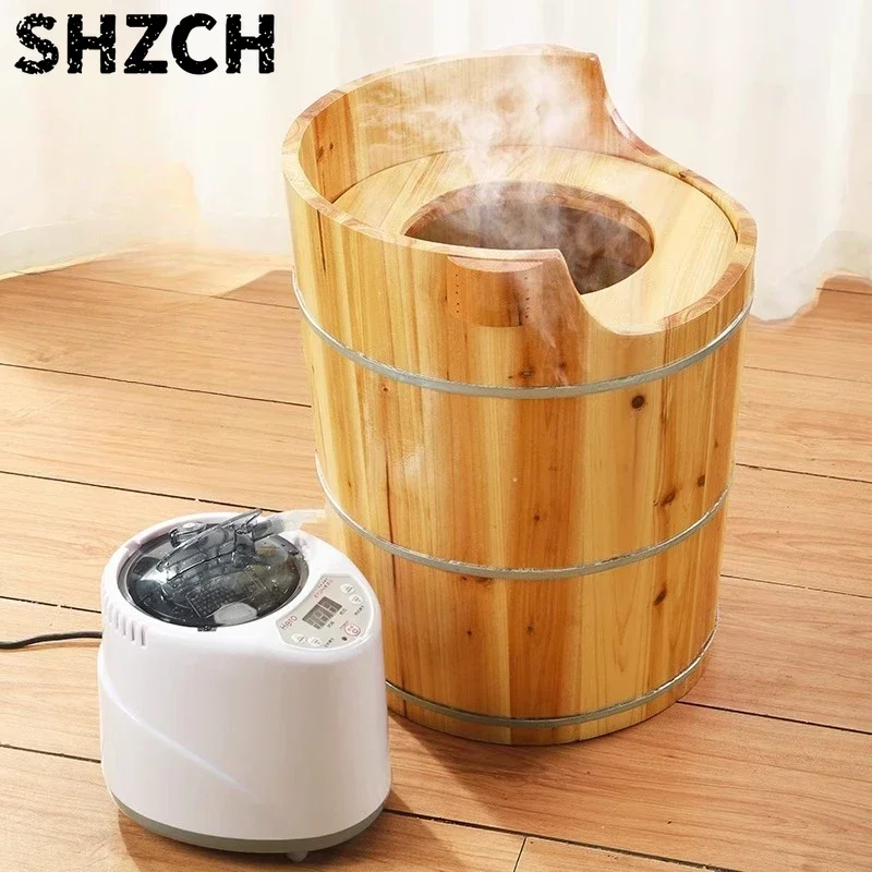 Herbal Sitz Bath Steamer Natural Wood Pelvic Therapy Tub Portable Steam Sauna for Hemorrhoid Relief & Feminine Care Bathtubs