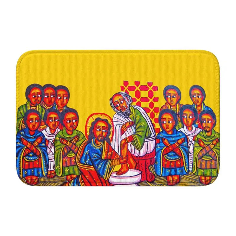 Custom Welcome Ethiopian Christian Christ Disciples Feet  Door Bathroom Kitchen Mat Anti-Slip Indoor Doormat Garage Carpet Rug