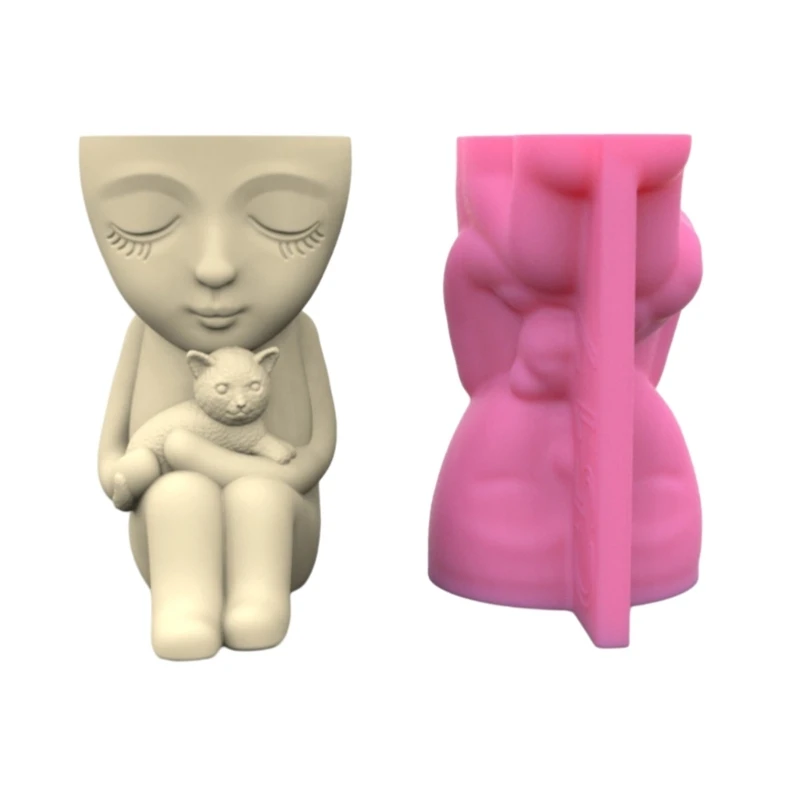 

Child & Pen Holder Silicone Molds Table Ornament Mould Plasters Making Tool Succulent Planter Mold Easy to Clean