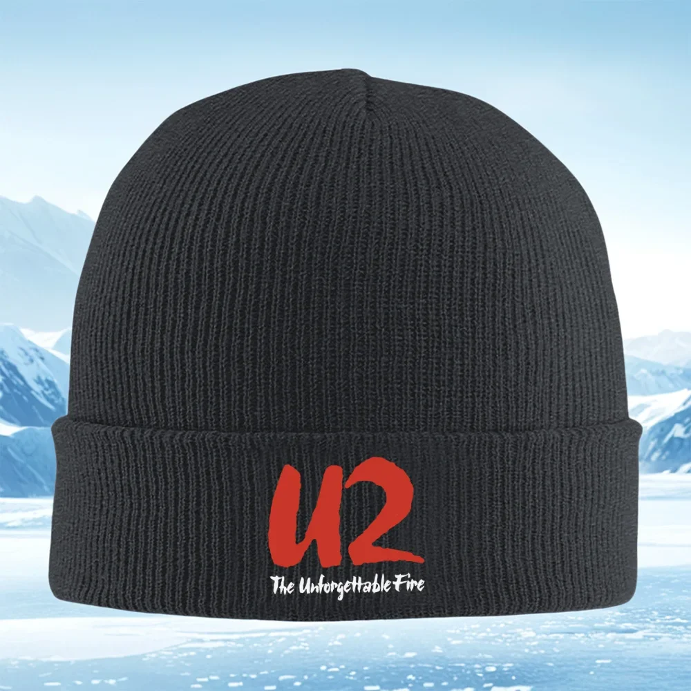 Novo gorro de malha unissex com logotipo vermelho U2 The Unforgettable Fire Red para homens e mulheres, para ciclismo ao ar livre