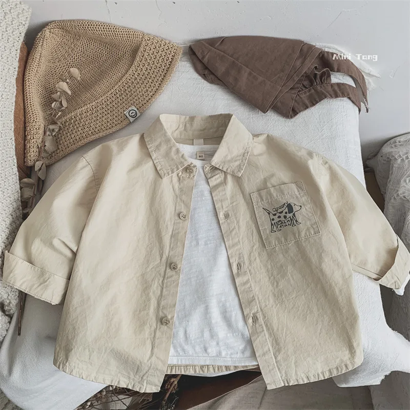 Children's cartoon printed shirt is simple comfortable and versatile The sweater is paired with boys' and girls' clothes, W110 image 3
