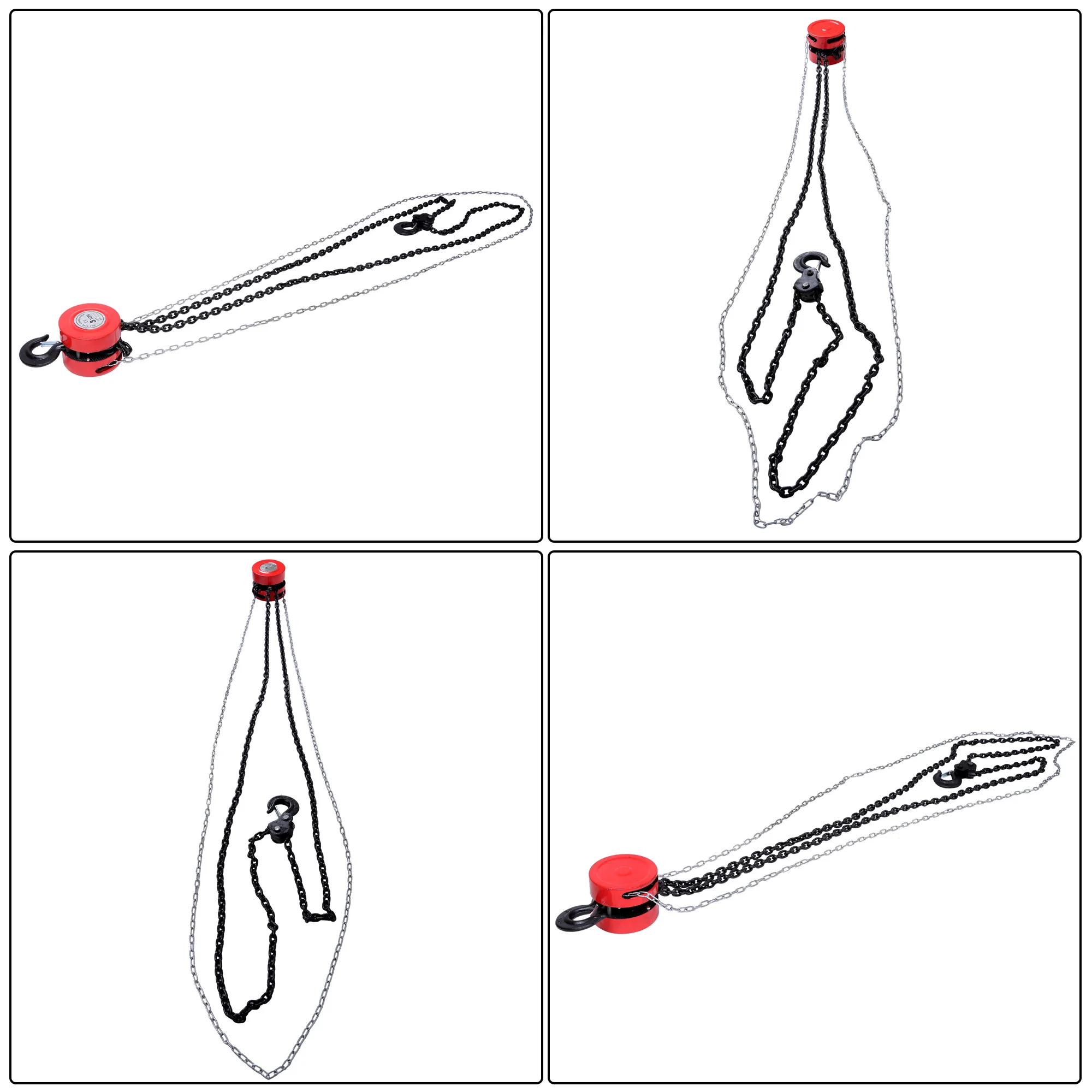 6600 lbs /3 Ton Capacity Chain Block Hand Chain Hoist, 10ft/3m Lift Manual Hand Chain Block Red