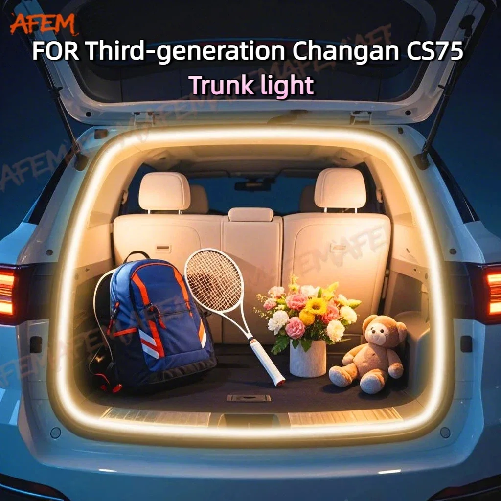 Светодиодная лента для багажника Changan CS75 третьего поколения, модифицированная подсветка, атмосферные огни, белый/теплый белый свет, задняя светодиодная лента для багажника.