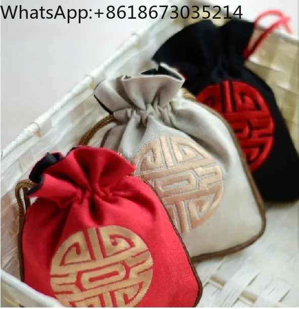 

10 PCS Chinese style embroidered linen bag 11*9 linen bag with special features.