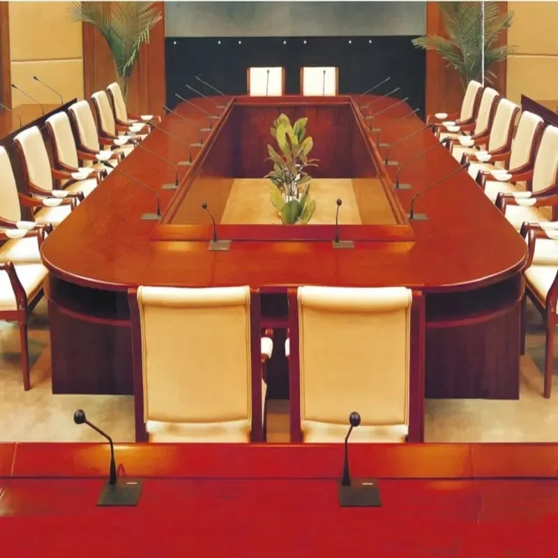Large Contemporary Wood Conference Table for 20 People with Cable Management System Modern Office Meeting Desk