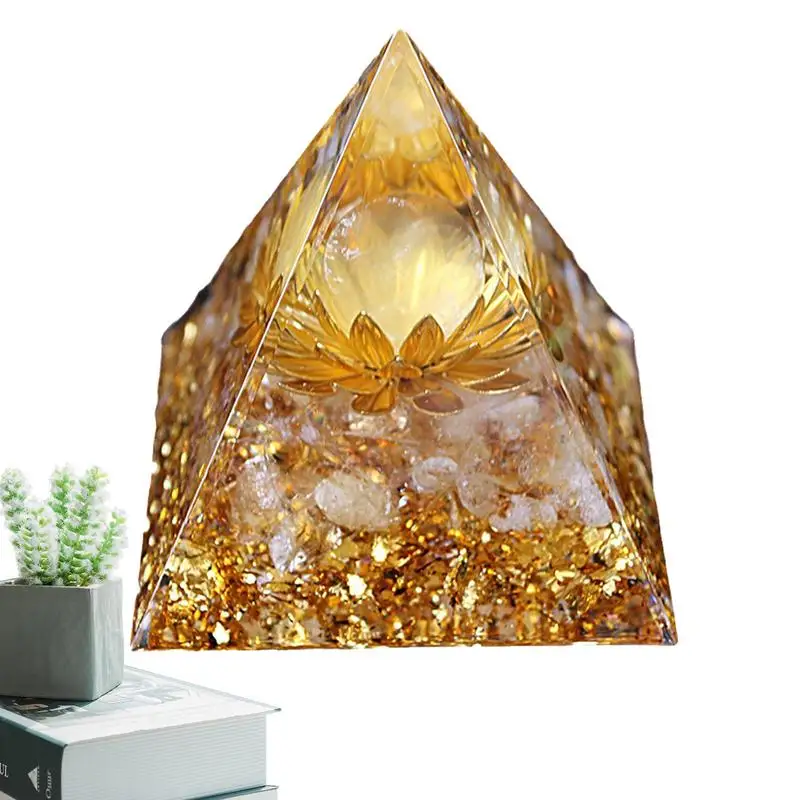 Generator Pyramid Natural Crystal Energy Amethyst Reiki Healing Stone Resin Pyramid Meditation Tool Room Healing Stone Decor