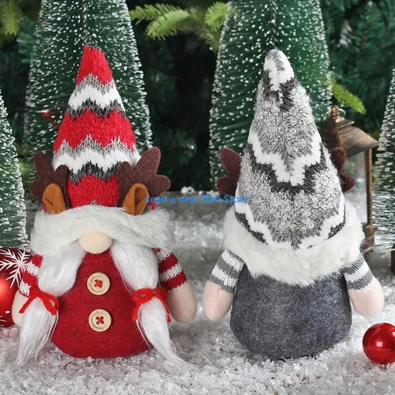 Y55E Festliche Rentier -Geweihhut gesichtsloser Plüschspielzeugdekoration für die Weihnachtsfeier