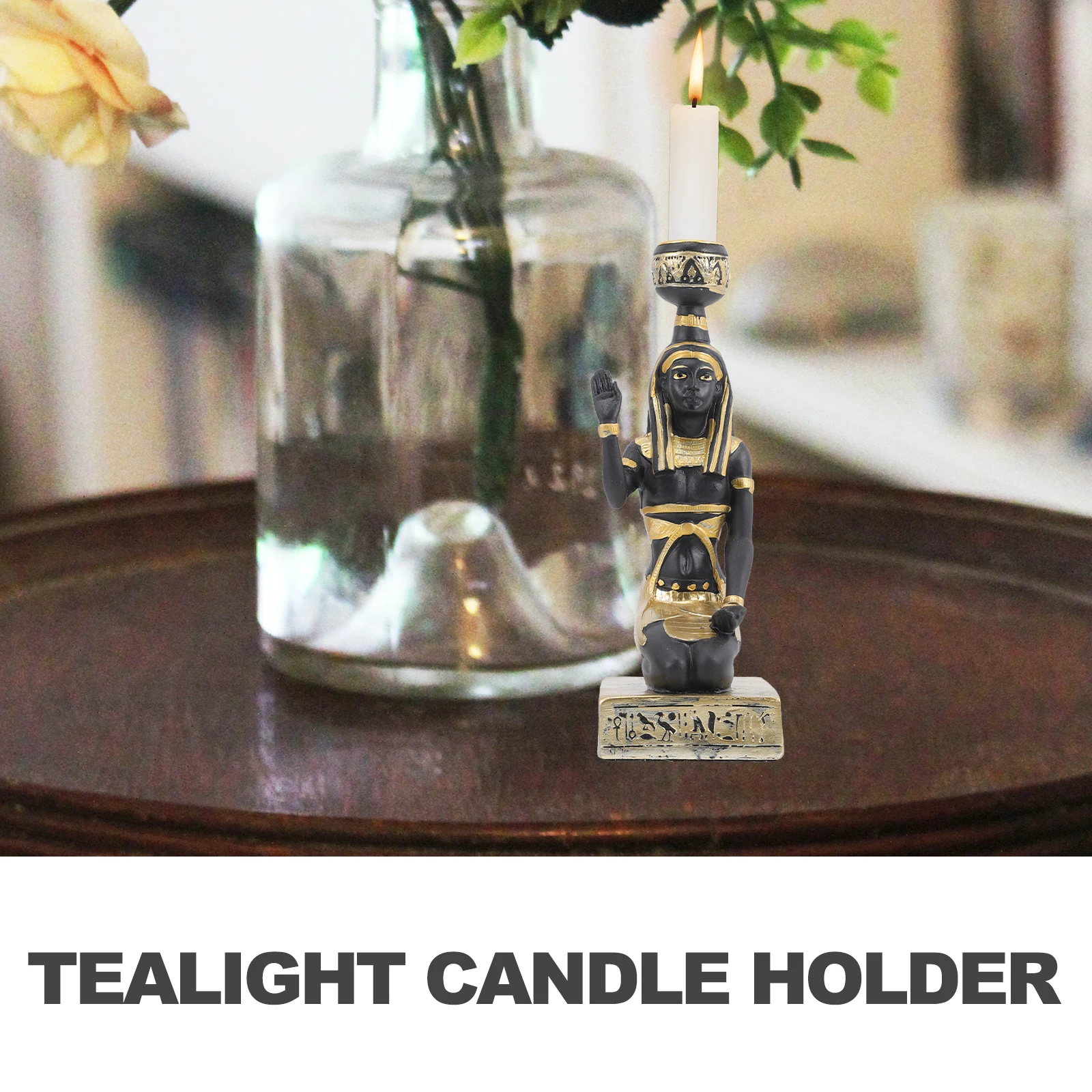 

Vintage Egypt Goddess Resin Holder Tealight Desktop Candlestick Decor Holder Candlesticks