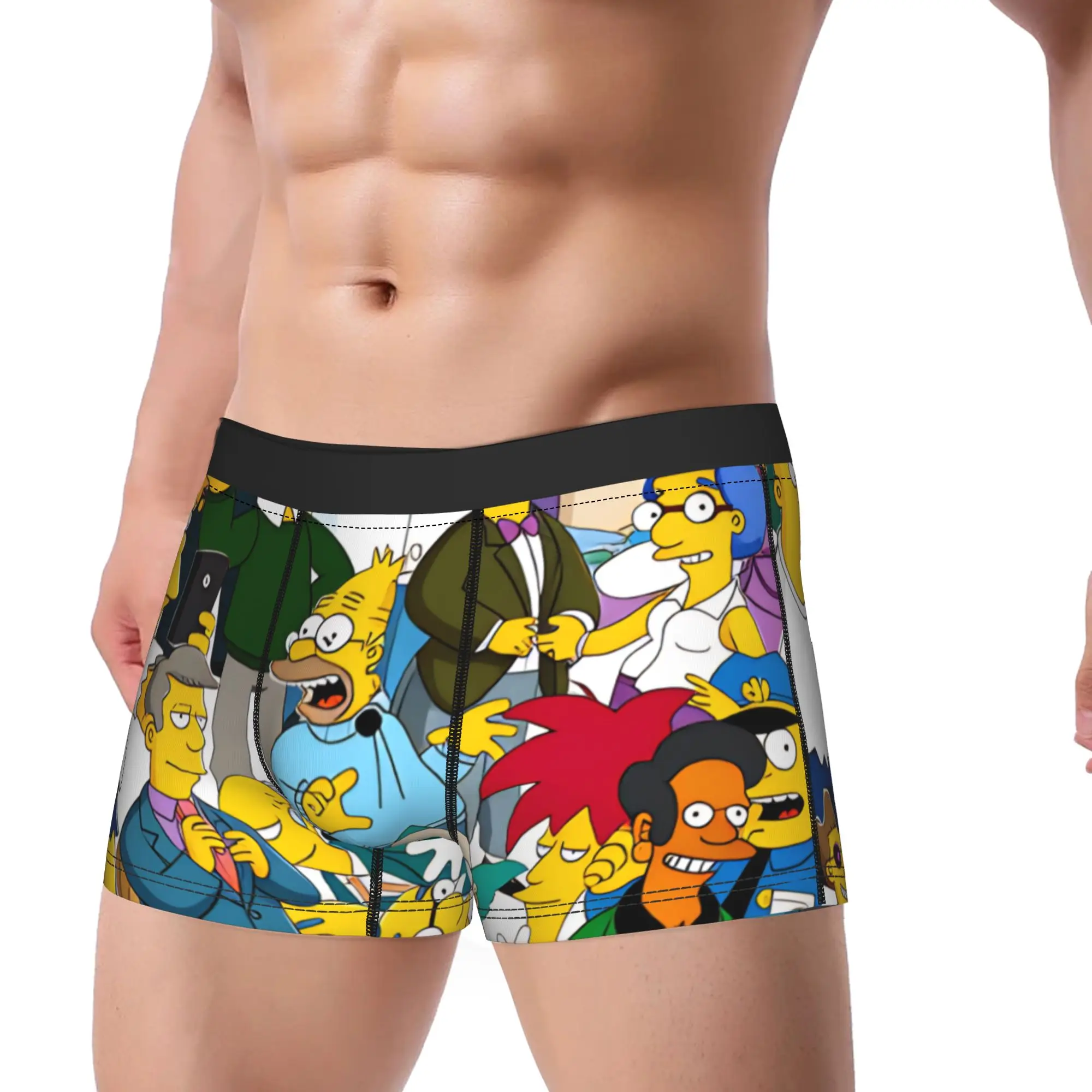 S-Simpsons Characters Group Portrait Underwear  Male Boxer Brief Funny Boxer Shorts Trenky Customs Plus Size Panties