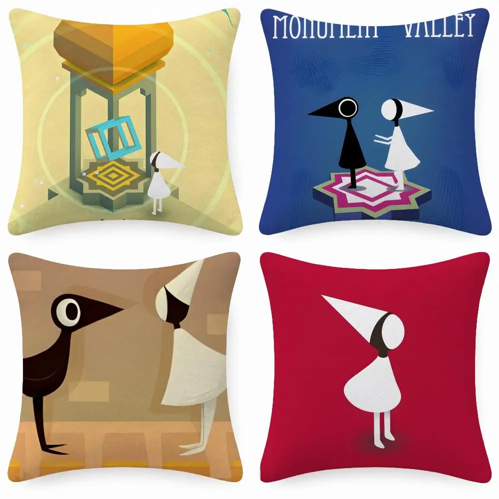 Game Adventure M-Monument Valley Cushion Cover Short Plush  throw pillow Anti-Mite Sofa Bedroom Den Car Dorm Decor Gifts