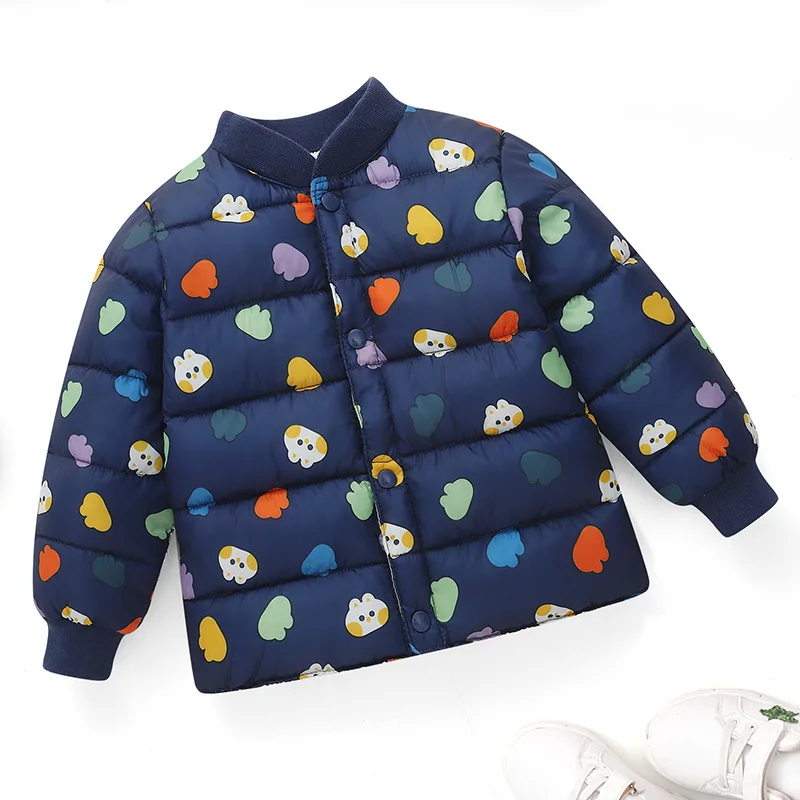 Boys Winter Thickened Warm Cotton Jacket Girls Children Baseball Cotton Coat Baby Casual Layering Top Kids Campus Sports Jacket - view 4