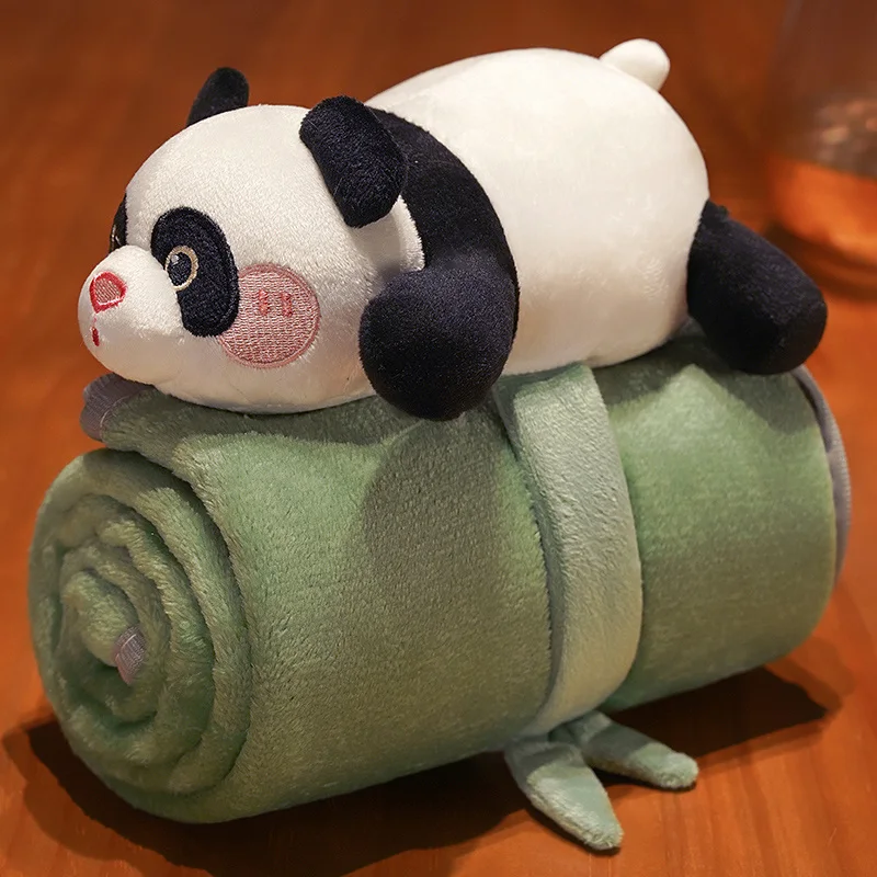 19x11cm New Lovely Creative Lying Panda Plush Toy Three-dimensional Roll Blanket Comfortable Pillow Girls Kids Birthday Presents