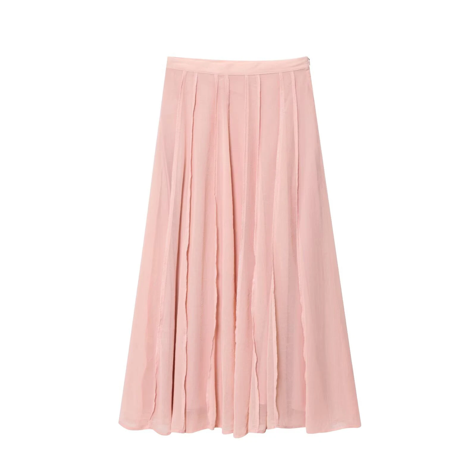 

European and American style 2025 autumn new women's clothing style simple and fashionable semi transparent pleated flute skirt