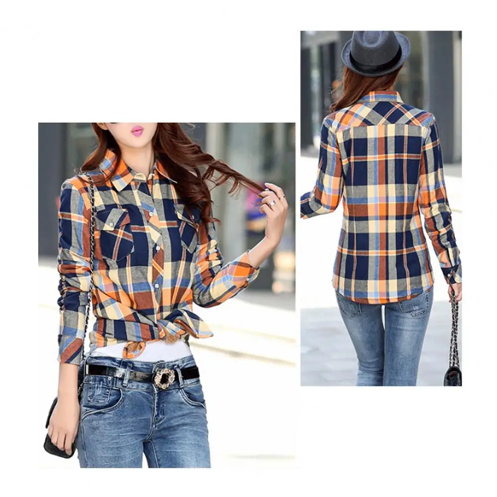 Women Coat Plaid Print Shirt Style Coat Jacket with Thick Fleece Lining for Women Winter Warm Outerwear with Lapel Pockets