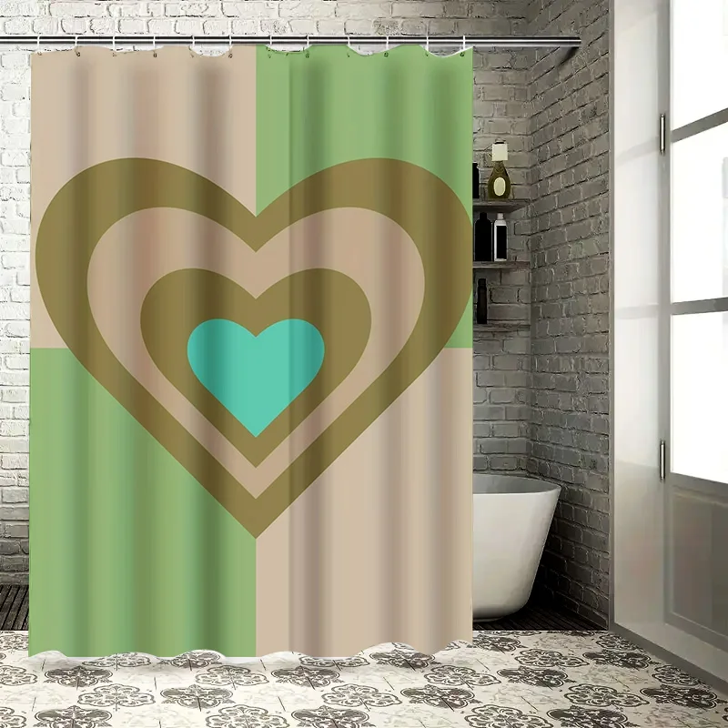 Modern Nested Hearts Waterproof Shower Curtain, Perfect for Any Bathroom, Vibrant and Unique Design, Stylish Artwork