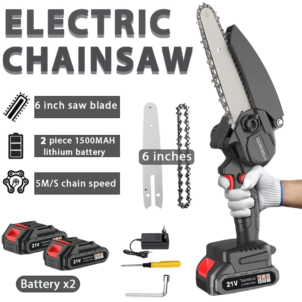 6In Mini Electric Pruning Saw Handheld Rechargeable Saw Small Wood Spliting Chainsaw for Wood Cutting/Tree Trimming Cutting